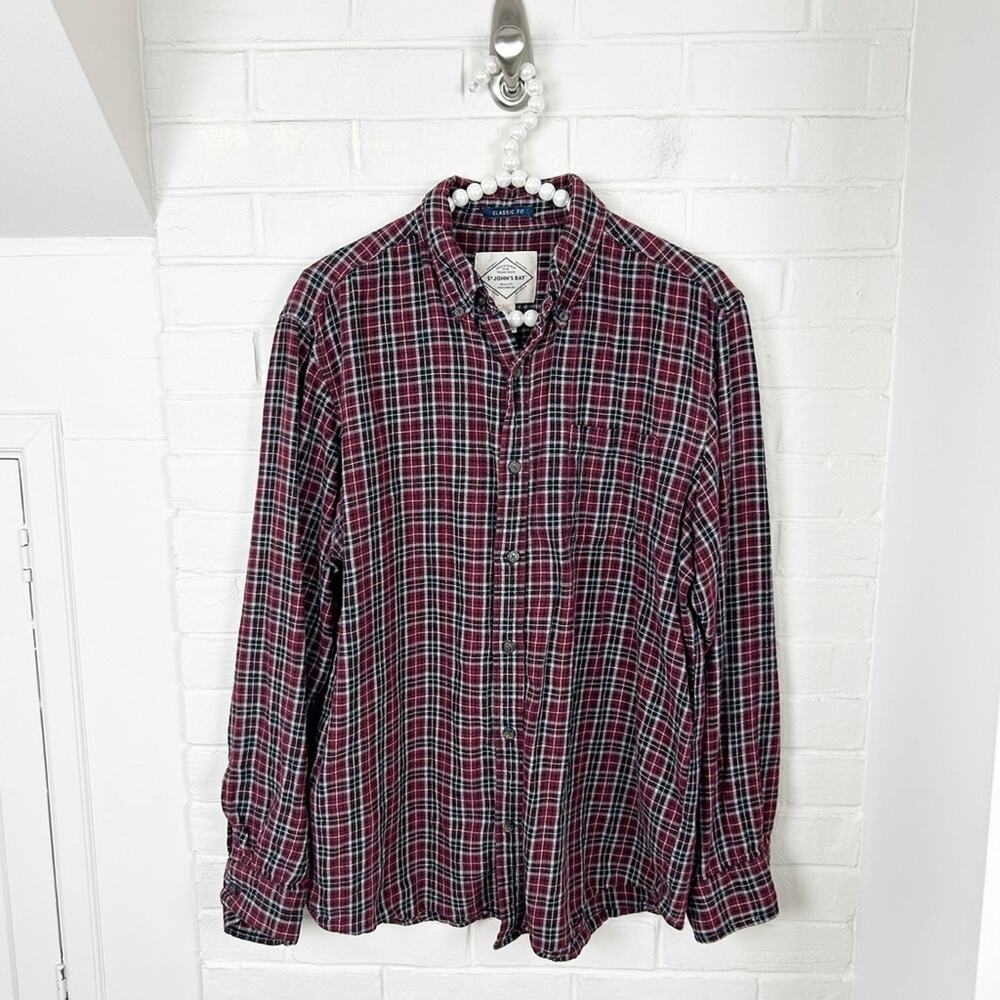 St. John’s Bay Red Plaid Classic Fit Flannel Shirt Size M Unisex